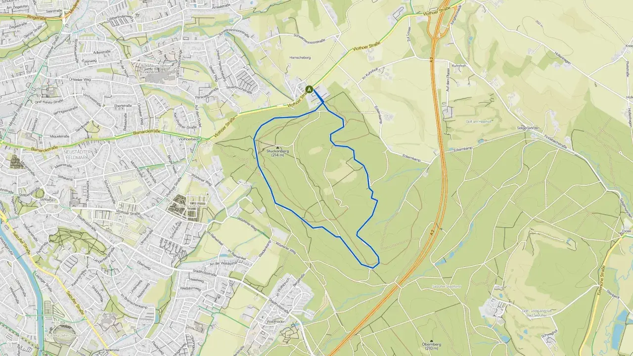 Radwege Geheimtipp: Eine malerische Route führt durch hügeliges Gelände, vorbei am Stuckenberg (214 m) und dem Golfclub Bad Salzuflen.