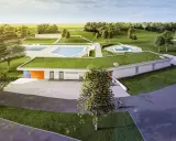 Moderne Architektur trifft auf Badespaß: Das freibad oerlinghausen mit begrünten Dächern und einladenden Pools.