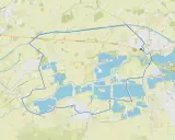 Karte des Lippesee Rundwegs mit vielen Wasserflächen, Straßen und Ortschaften wie Sande und Bentfeld.