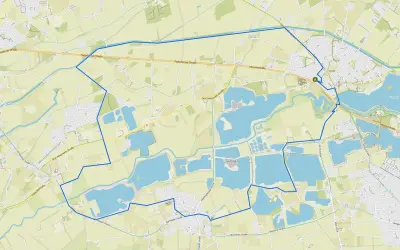 Karte des Lippesee Rundwegs mit vielen Wasserflächen, Straßen und Ortschaften wie Sande und Bentfeld.