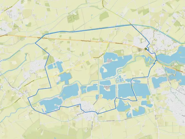 Karte des Lippesee Rundwegs mit vielen Wasserflächen, Straßen und Ortschaften wie Sande und Bentfeld.